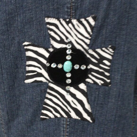 Dorothy's Creation Denim Jacket with Zebra Accents - Picture 2 of 7